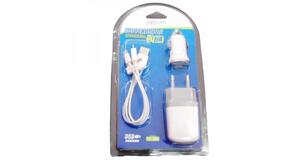 CARREGADOR USB MULTI KIT 3 PECAS MODELO UC 16A BRANCO