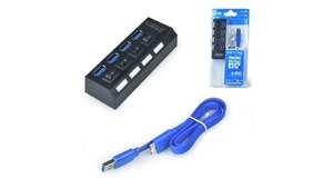 HUB USB 3.0 4 PORTAS COM SWITCH E LED CONEXÃO HI-SPEED
