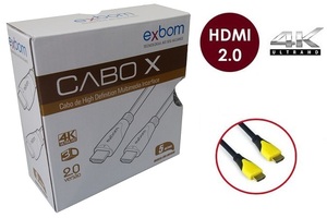 CABO HDMI 5 METROS 2.0 EMBORRACHADO PRETO CBX HX50SM EXBOM