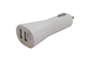 CARREGADOR USB VEICULAR 2 SAIDAS IN 12V OUT 5V 1 A E 2.1 A BRANCO EXBOM