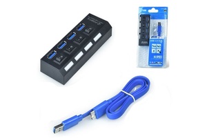 HUB USB 3.0 4 PORTAS COM SWITCH E LED CONEXÃO HI-SPEED